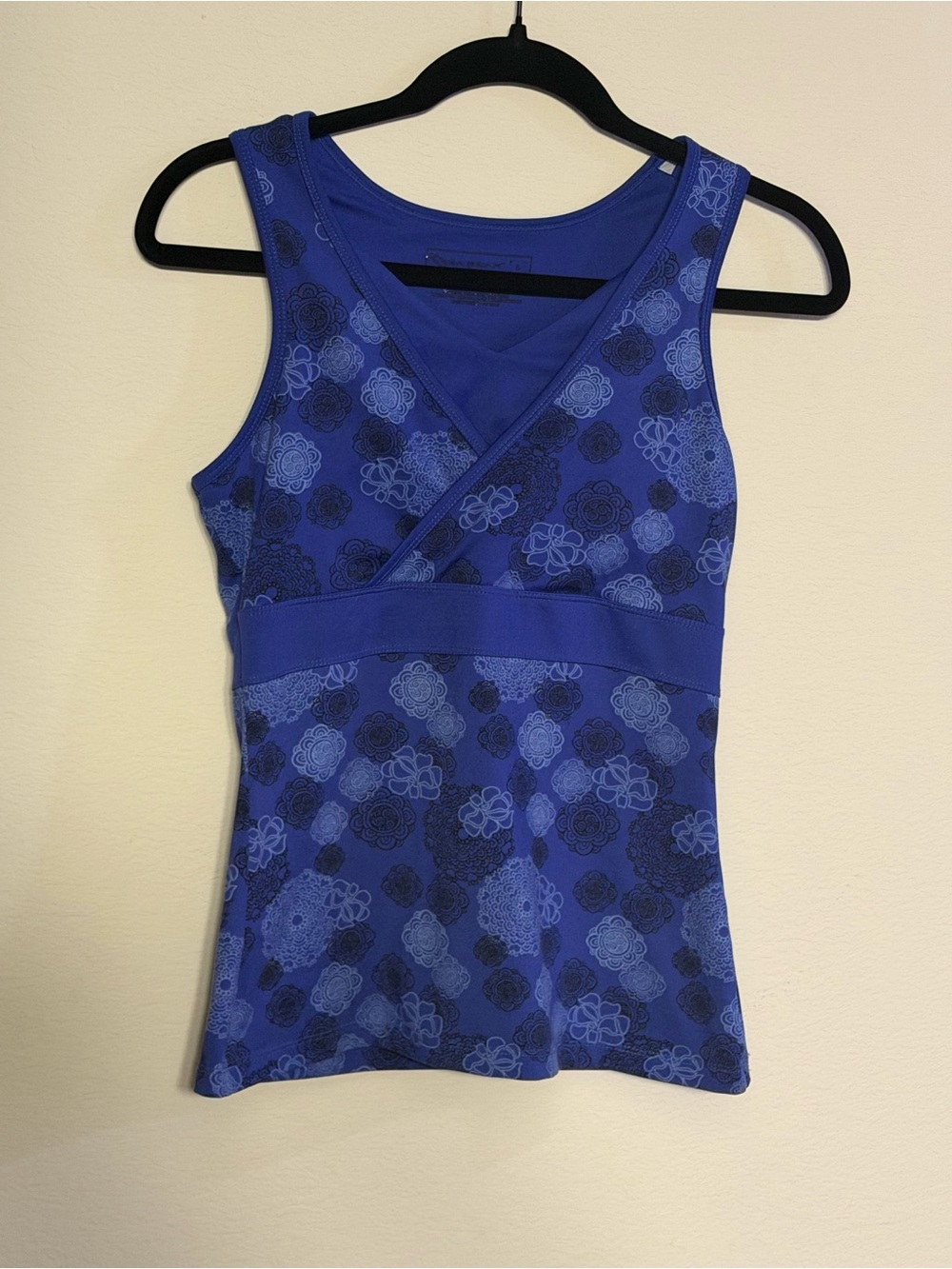 Blue Floral Crossover Tank Top